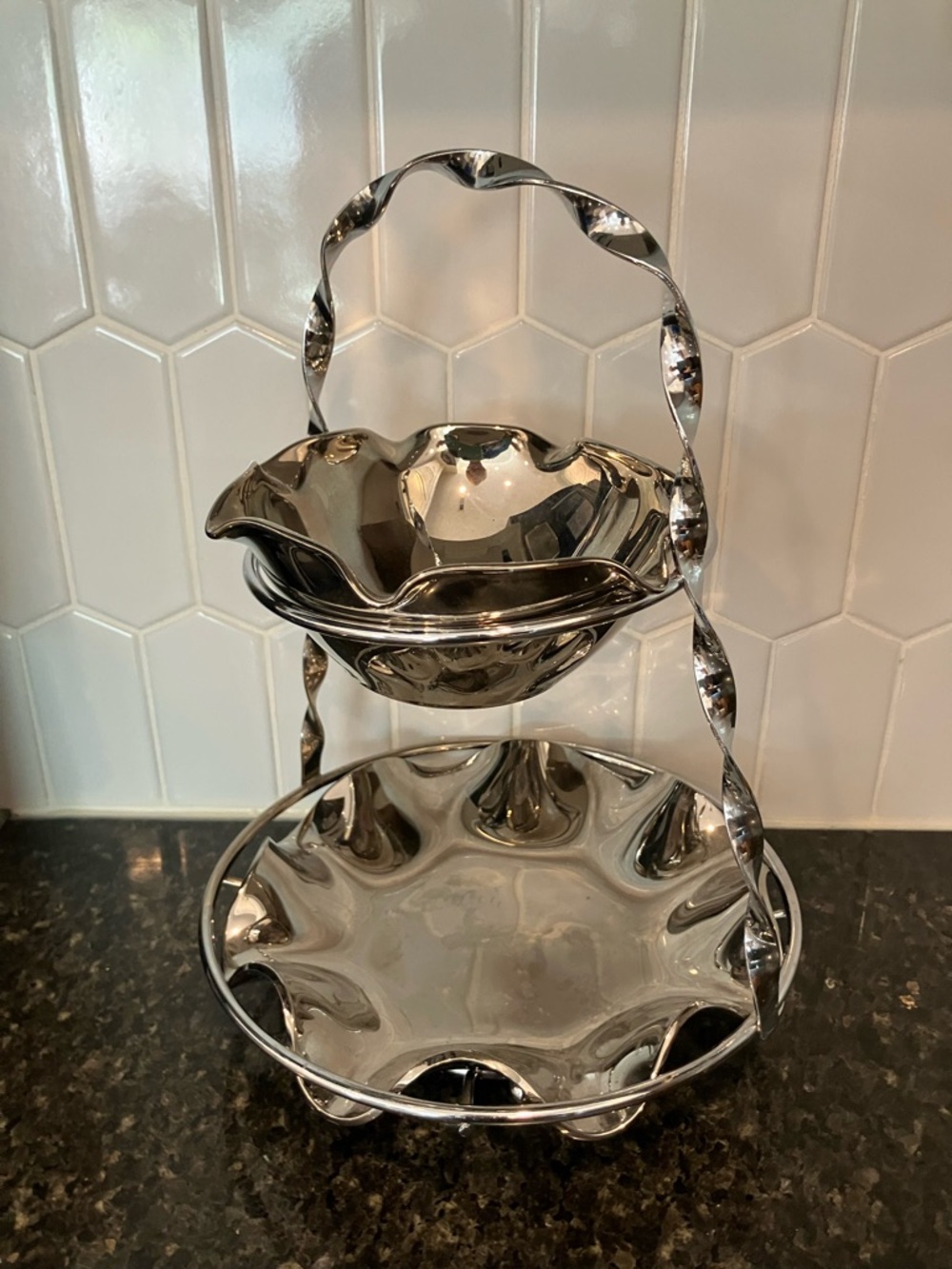 Elegant 2 Tier Serving Set Vintage Dorothy Thorpe Style